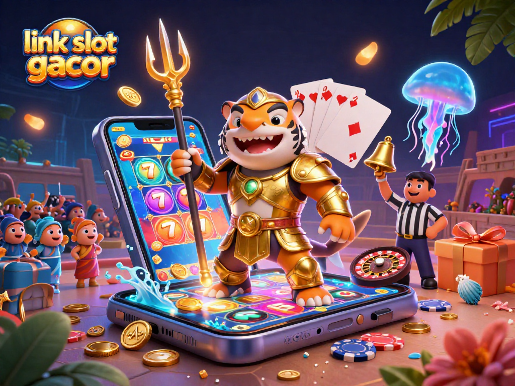 Experience the thrill of link slot gacor with spinning reels and golden coins erupting in a vibrant 3D casino scene.