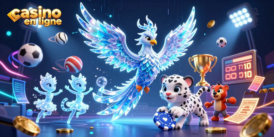 Jouer à casino en ligne avec le phénix de glace et les esprits lumineux entourés de jetons et de ballons