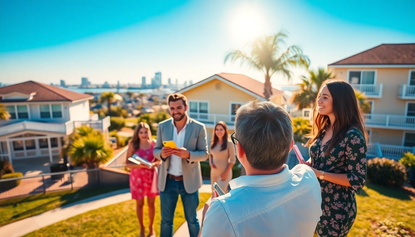 Connecting with the best realtor in Pensacola FL amidst picturesque coastal homes and happy clients.