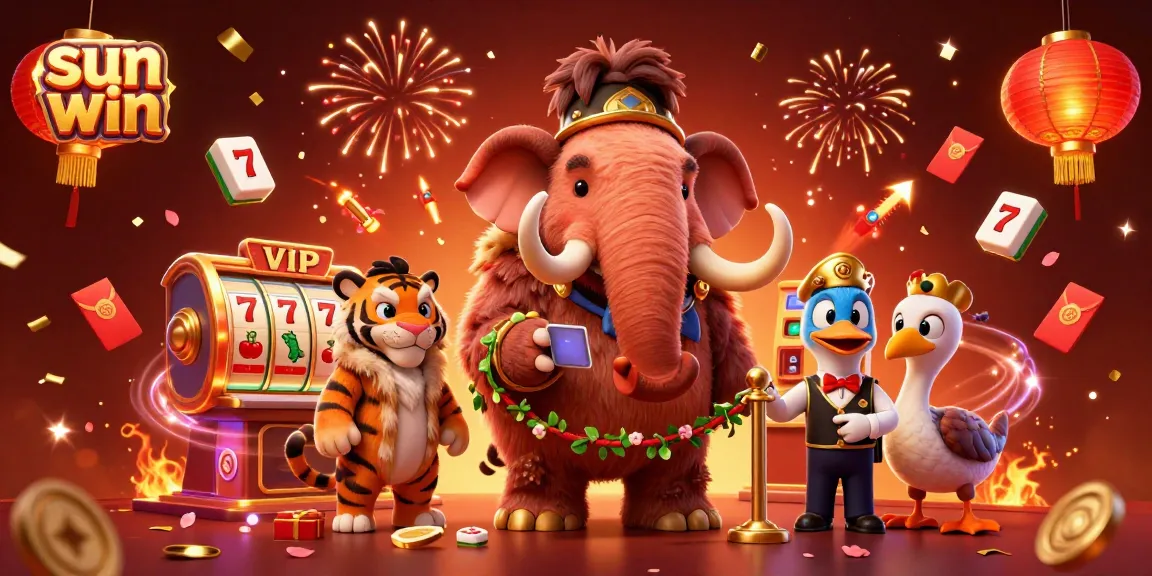 Engage with sun win as the woolly mammoth bouncer welcomes players to an exciting casino scene.