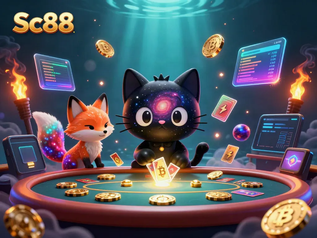 Engage in thrilling gameplay at the Sc88 cosmic casino, where a black hole cat pulls in winnings and futuristic elements abound.