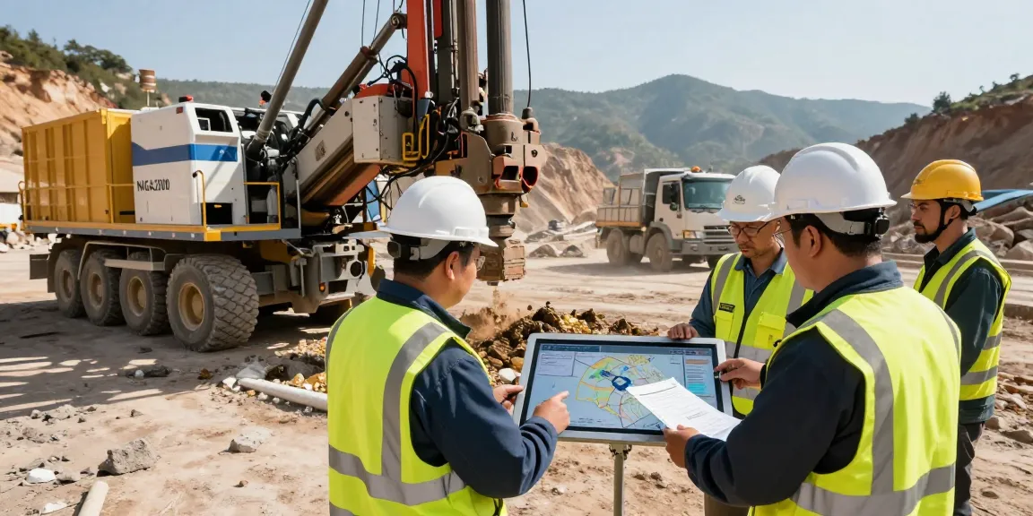 NAGA2000 equipment in action at a gold mine with professionals collaborating on plans.