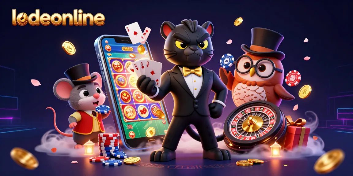 Engage with lodeonline as a stylish panther deals cards among a playful owl and a lucky mouse.
