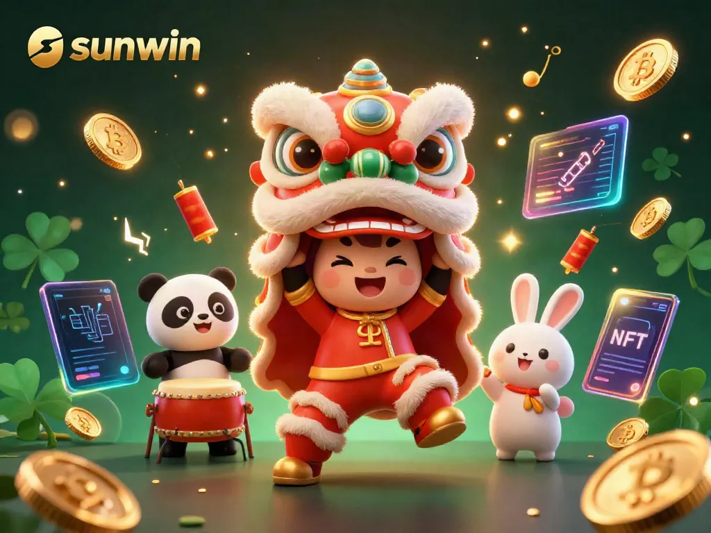 Experience the thrilling vibes of sunwin with cute characters in a vibrant 3D casino scene.