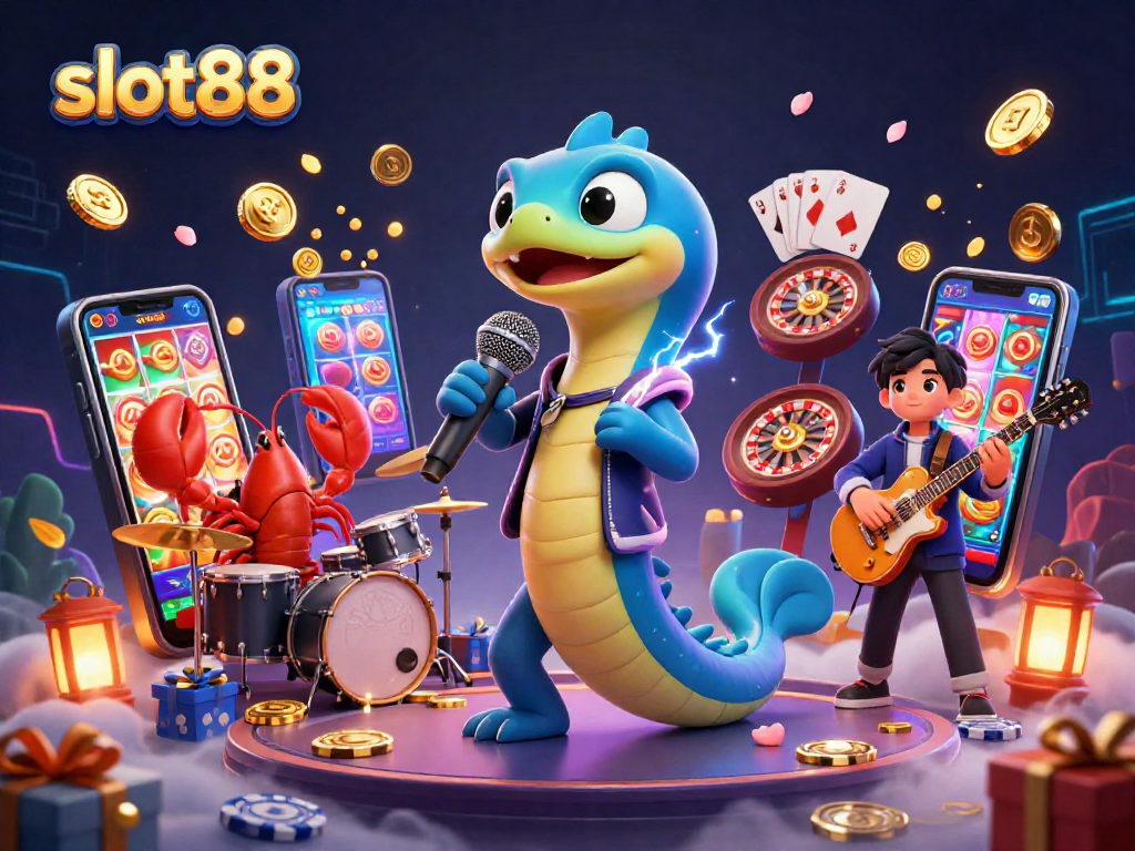Experience the thrill of slot88 with animated characters in an underwater casino, celebrating wins.