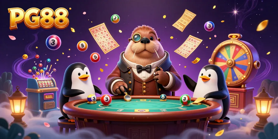 PG88 captivates users at an underwater poker table featuring a walrus, penguin dealer, and pufferfish.