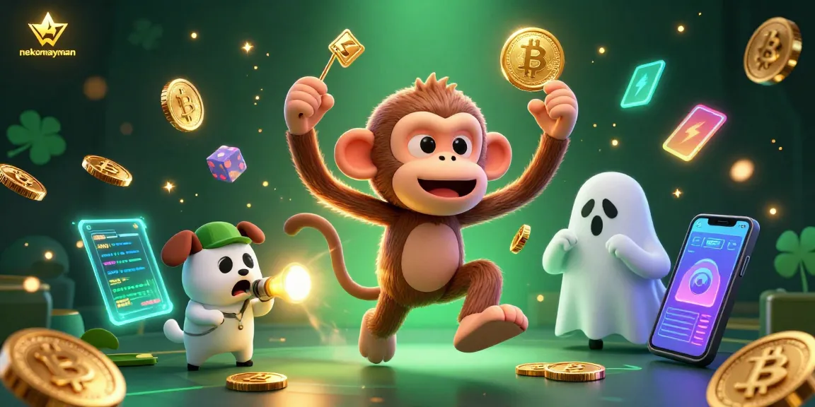 Experience excitement with nekomayman as golden coins and characters enhance this vibrant casino scene.
