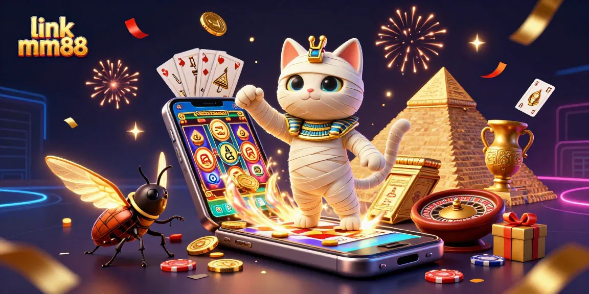 Experience the thrill of link mm88 with Egyptian mummy gaming in a vibrant casino scene.
