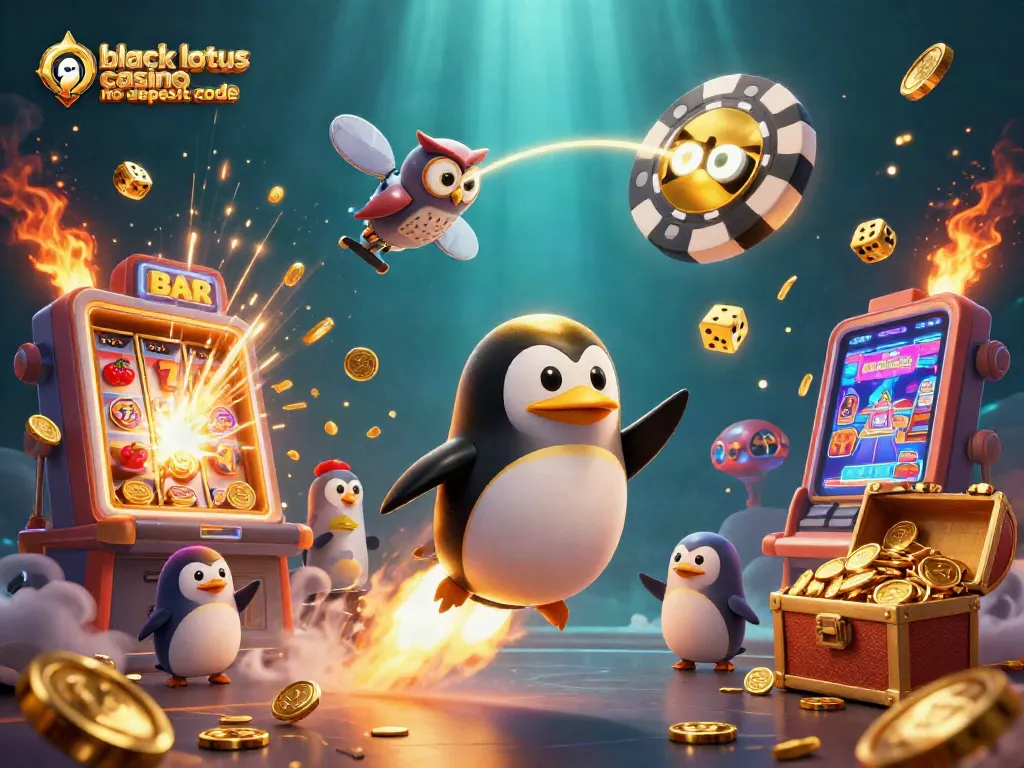 Catch exciting opportunities with black lotus casino no deposit code in a vibrant casino-themed illustration.
