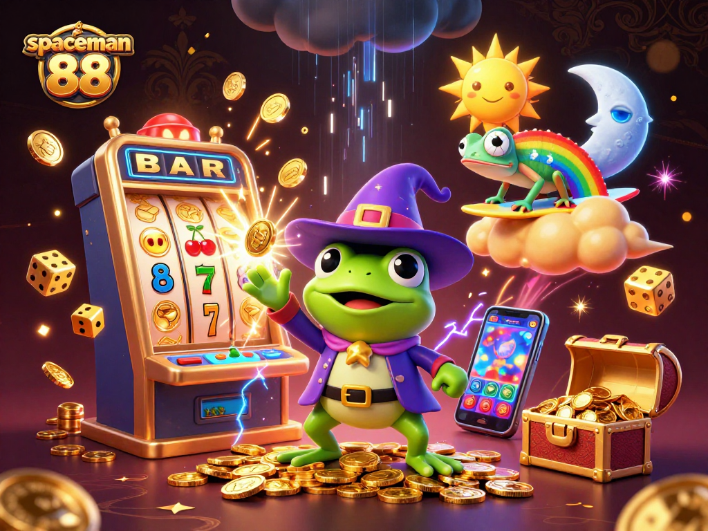 Spin to win with spaceman 88 as golden coins soar in an electrifying casino atmosphere.