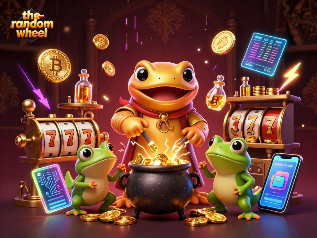 Spin and win with the-random-wheel as an alchemist transforms gold in a vibrant casino scene.