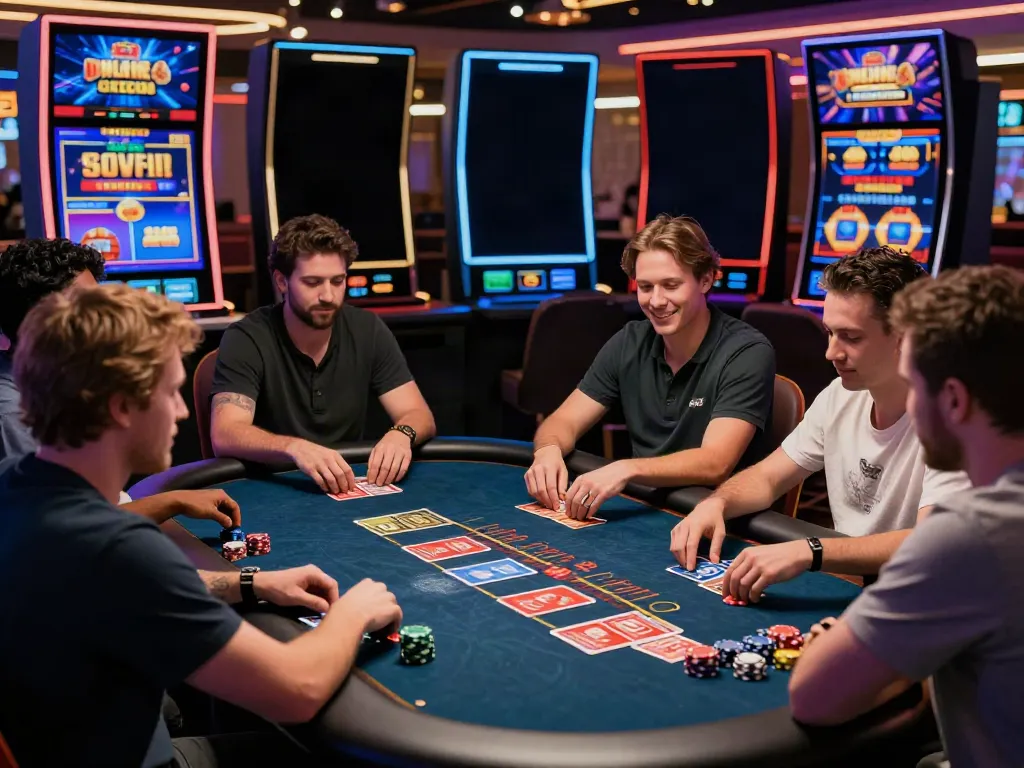 Players enjoying games at online casinos that accept credit cards in a vibrant casino atmosphere.