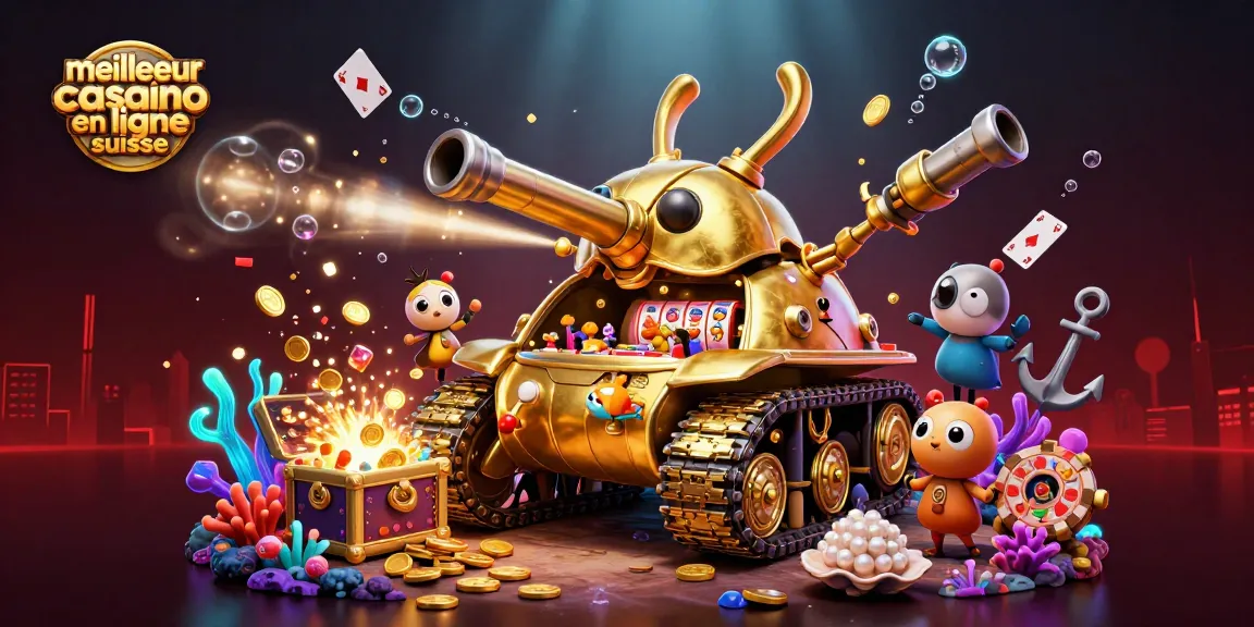 Jouer au meilleur casino en ligne suisse avec une scène dynamique illustrant un tank-casino.