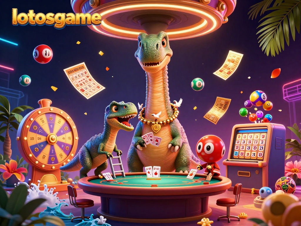 Experience thrilling moments at lotosgame with a vibrant casino scene featuring colorful elements.