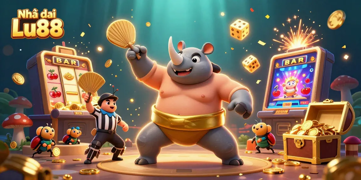 Experience excitement with Nhà cái Lu88 as our rhinoceros beetle champion stomps coins in a vibrant casino!