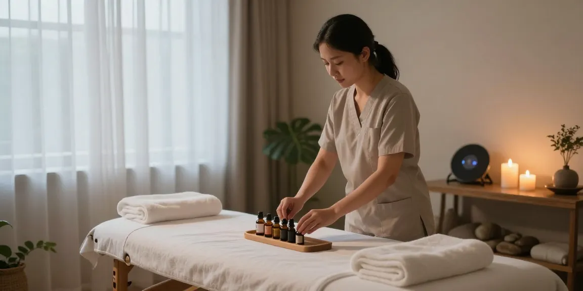마사지 테라피 공간에서 편안하게 준비되는 마사지 서비스