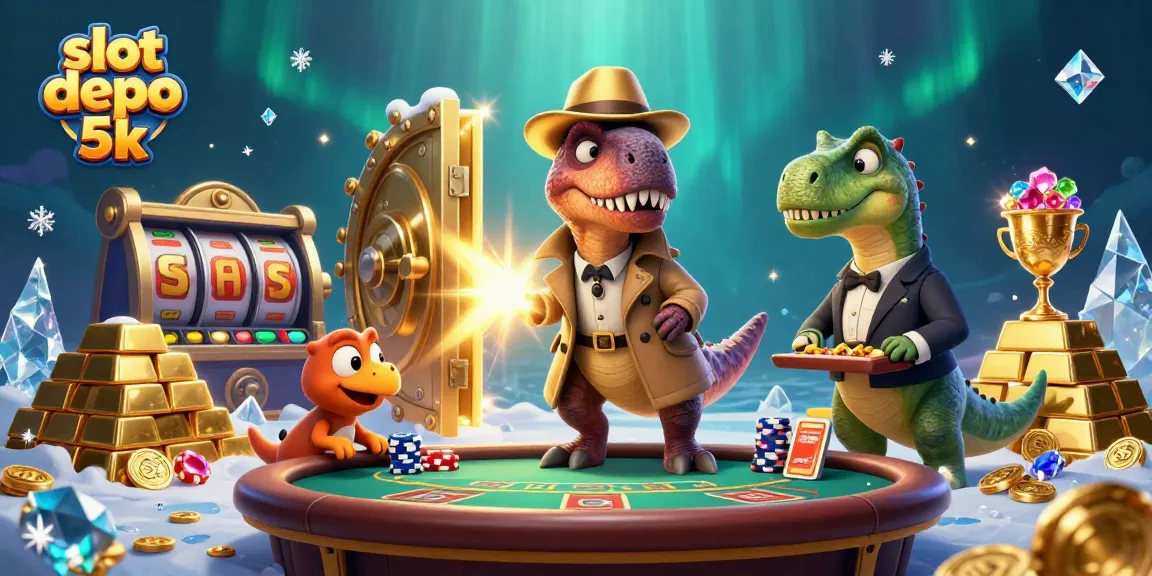 Experience thrilling wins at slot depo 5k with a dynamic casino scene featuring unique characters.