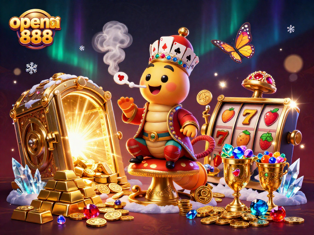 Engage with exciting casino action in open888 featuring a vibrant 3D scene of gaming elements.