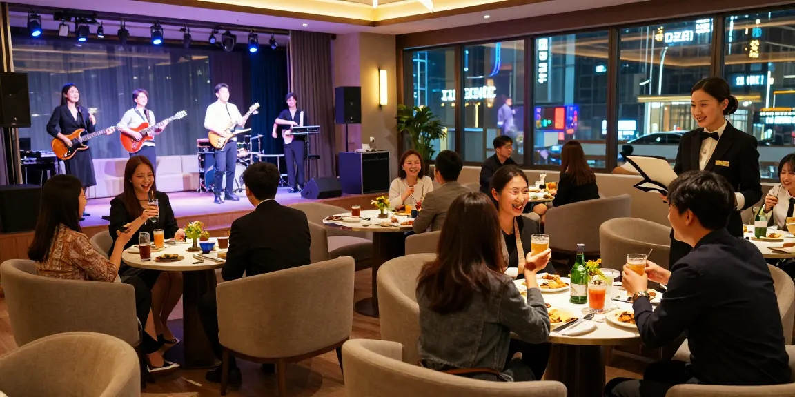 강남구구단 쩜오의 화려한 분위기와 유쾌한 대화를 나누는 손님들.