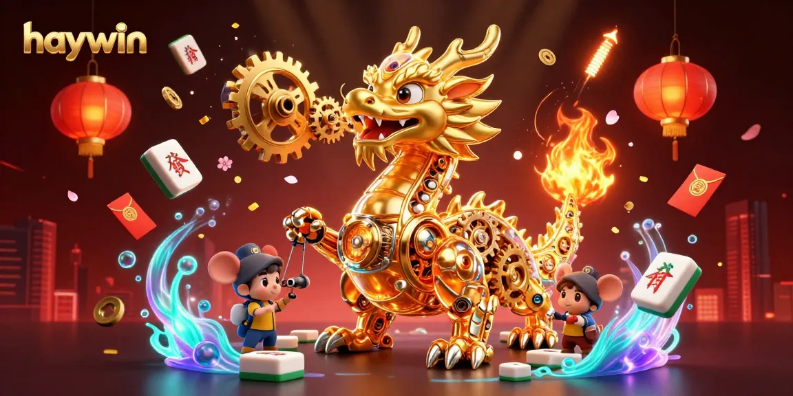 Experience the magic at Haywin with a golden dragon and dynamic casino elements.
