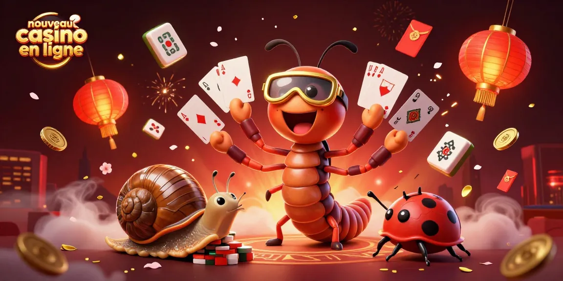 Profitez des jeux sur le nouveau casino en ligne avec une animation colorée dynamique autour des personnages de jeu.