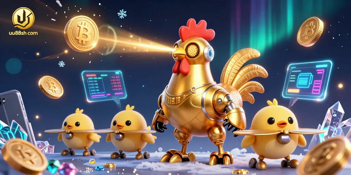 Experience thrilling gaming at uu88sh com with vibrant 3D casino elements and golden rooster robot action.
