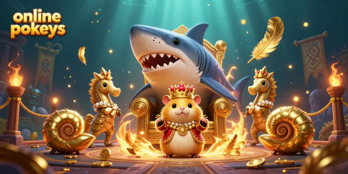 Experience thrilling online pokies action with a golden hamster king amidst a dynamic casino setting.