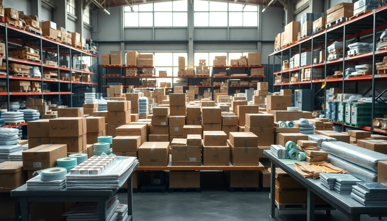 Showcasing efficient packaging services Chicago workspace with organized materials and tools.
