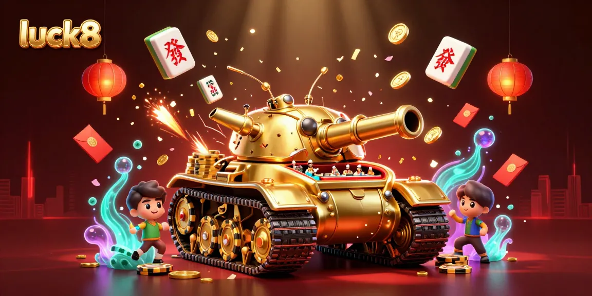 Engage with luck8's unique casino experience, featuring a 3D golden beetle tank filled with gaming excitement.