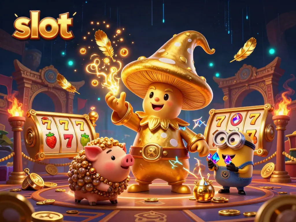 Engage with dynamic slot gameplay featuring gold magic, vibrant treasures, and whimsical characters.