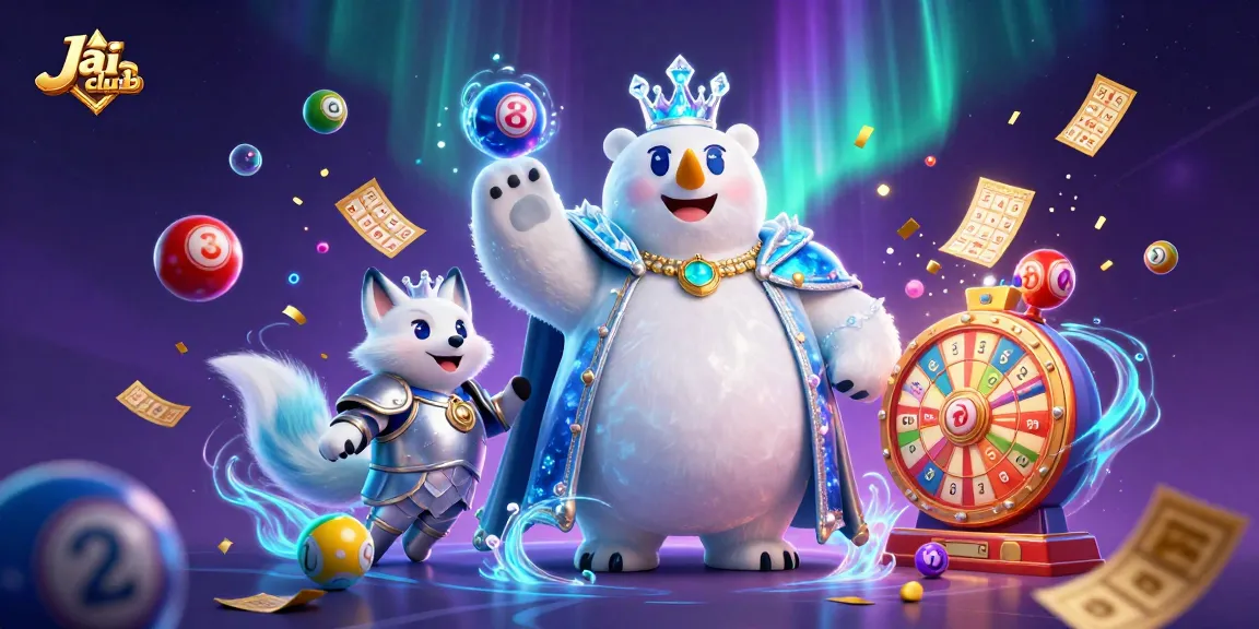 Engage with Jai club's thrilling lottery games in this vibrant illustrated scene.