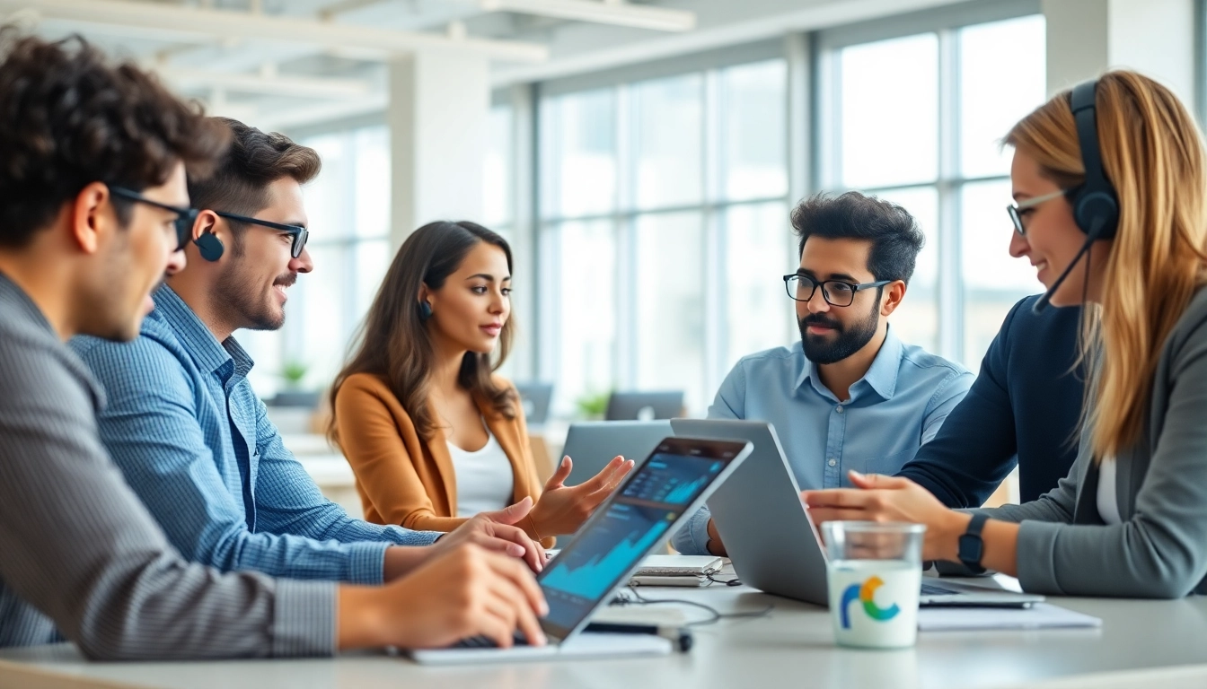 Providing it business support through teamwork in a modern office with diverse professionals.