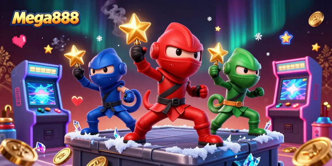 Experience the thrill of mega888 as ninja chameleons engage in a dynamic gaming showdown.