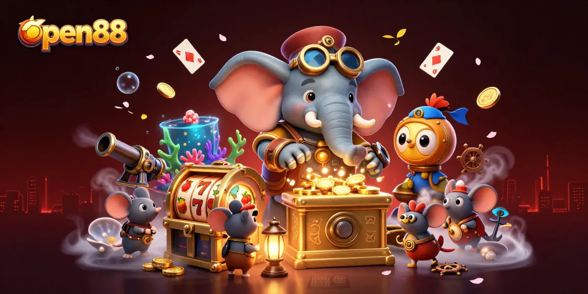 Experience thrilling gameplay at open88 with a steampunk elephant and dynamic slot machine adventure.