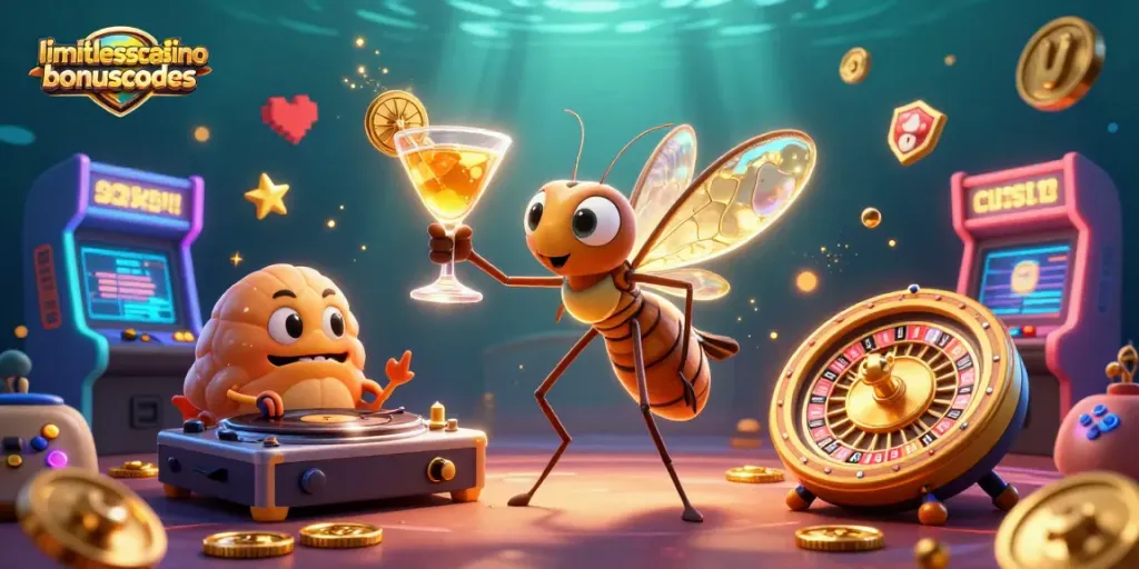 Win big with limitlesscasinobonuscodes in this vibrant casino-themed 3D illustration.