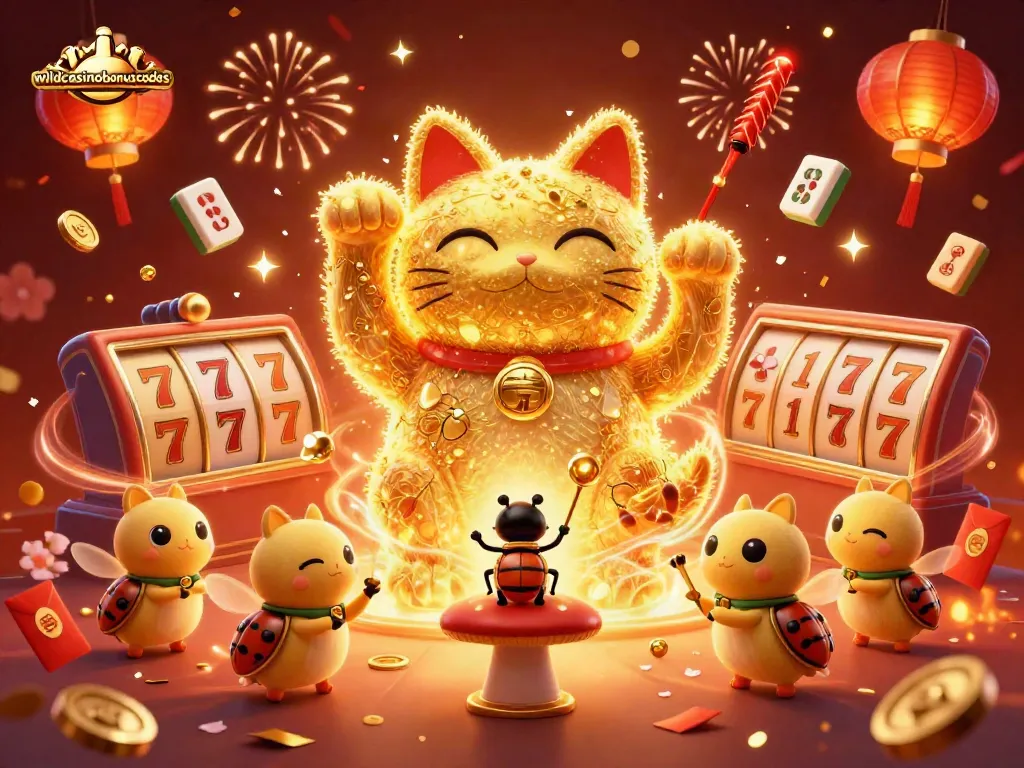 Experience wildcasinobonuscodes in a vibrant casino scene filled with lucky symbols and dynamic energy.